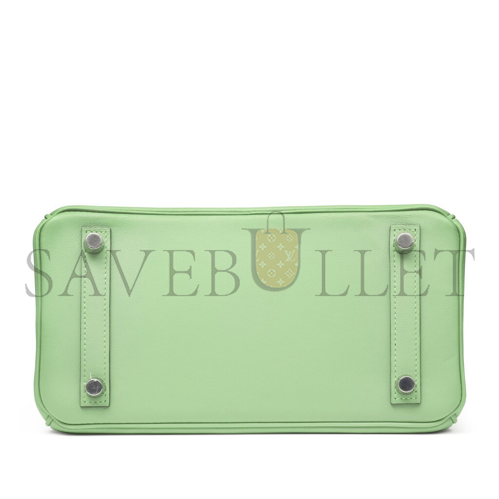 H**mes birkin 25 swift leather avocado green silver buckle bag h049362ck05 (25*20*13cm)